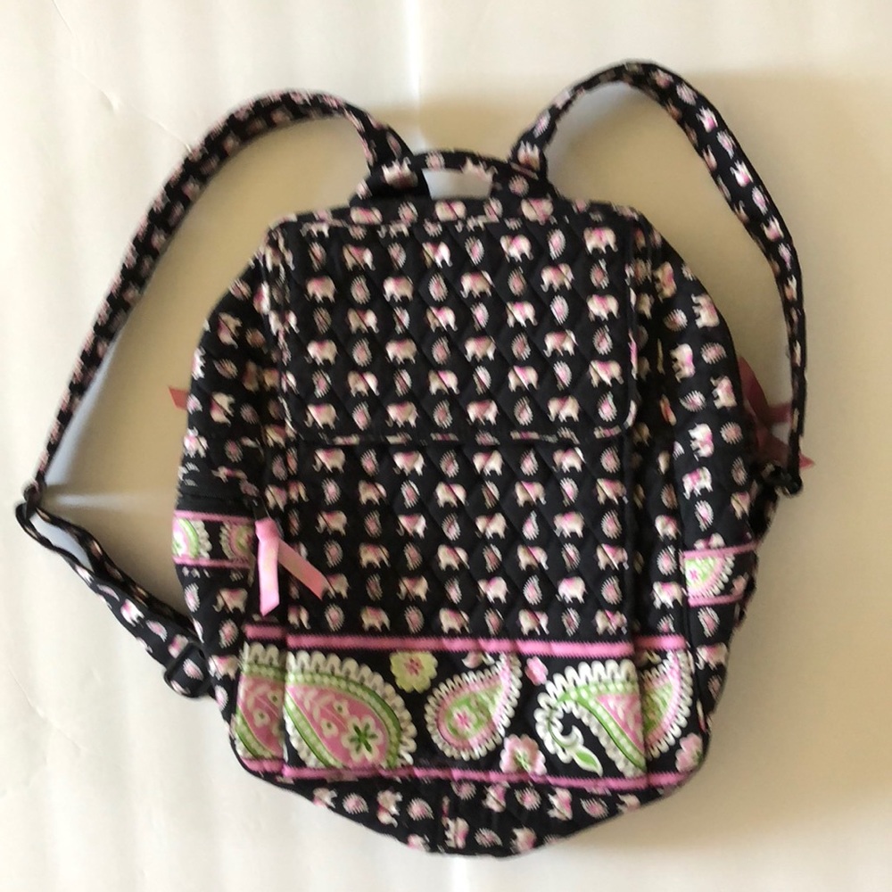 Vera Bradley Large Backpack Book Bag Pink Elephant